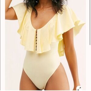 NWT Free People Solid Matilda Bodysuit Lucy Lemon.size S